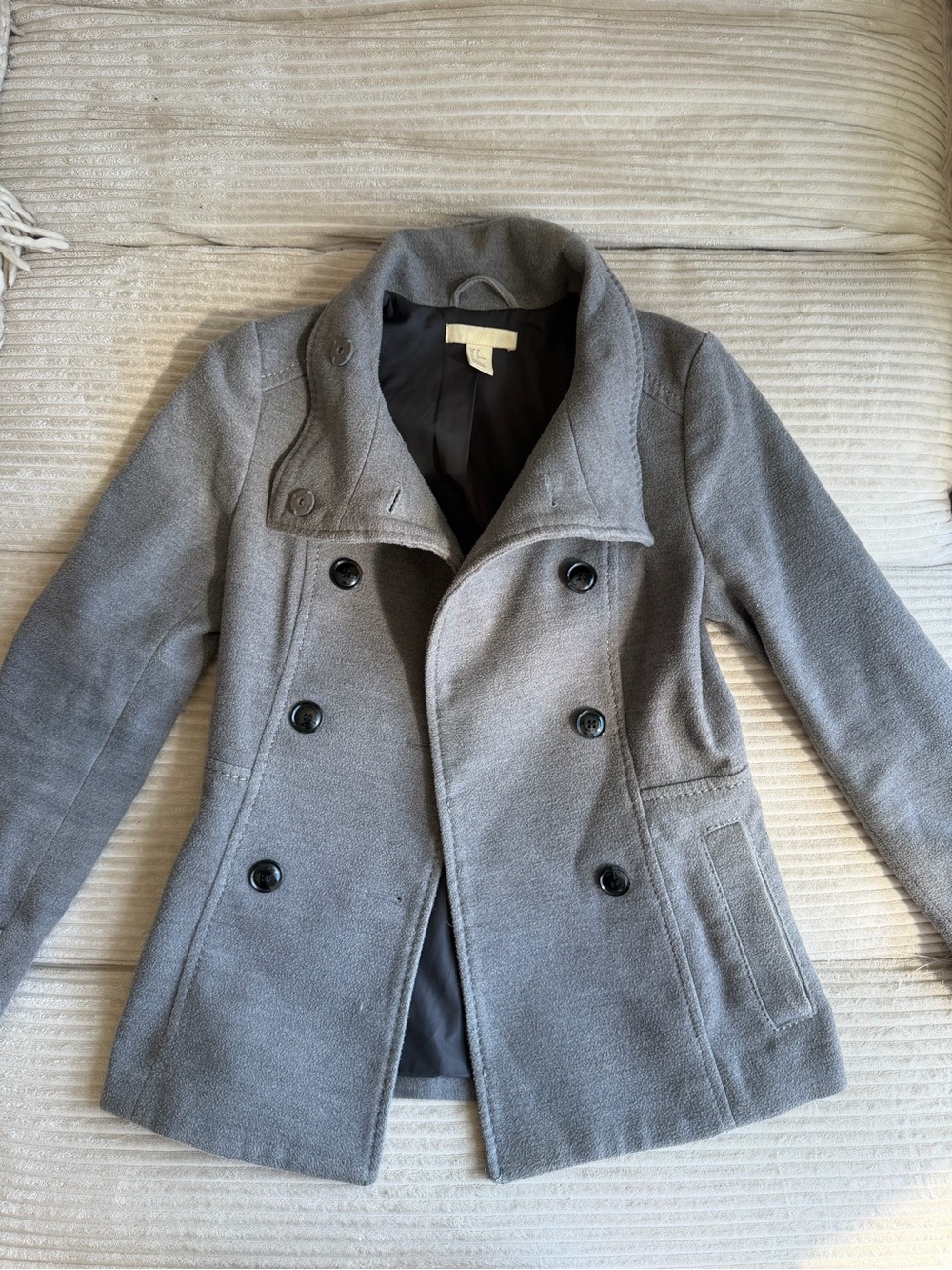 H&M Grey Double-Breasted Pea Coat